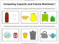 Comparing Capacity and Volume - Worksheet