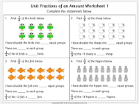 Unit Fractions of an Amount - Worksheet