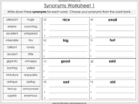 Synonyms - Worksheet