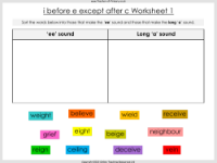 i before e except after c - Worksheet