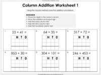 Column Addition 1 - Worksheet