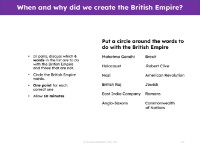 Word sorts - The British Empire