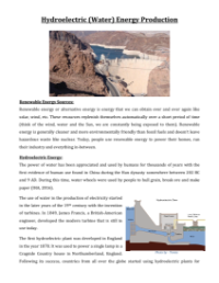 Hydroelectric Energy Production - Reading with Comprehension Questions