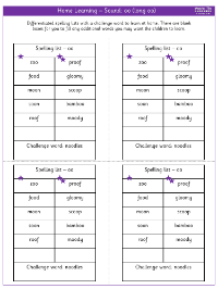 Spelling - Home learning - Sound oo