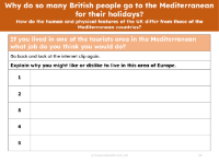 Explain why you might like or dislike living in the Mediterranean - Worksheet