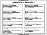 Spellings - Set 3 Teachers Script