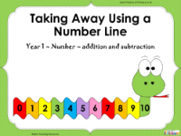 Taking Away Using a Number Line - PowerPoint