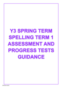 Spring Term Spelling Assessment and Progress Tests Guidance