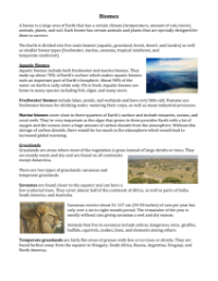 Biomes - Reading with Comprehension Questions