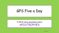 Apostrophes SATs Style Questions