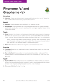 Phoneme "z" and Grapheme "z" - Lesson plan 