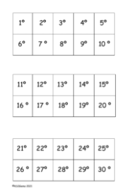 Degrees Digit Cards 1 to 360