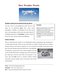 How Weather Works - Reading with Comprehension Questions