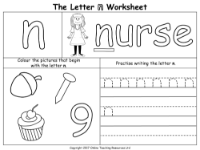 The Letter N - Worksheet