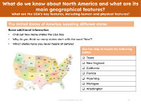 Locate on a map - States of the USA