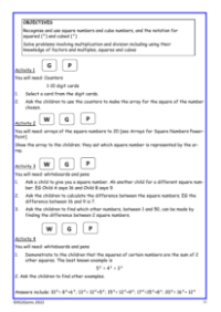 Square and cube numbers worksheet