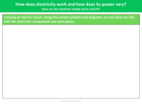 Creating an electric circuit - Worksheet - Year 6