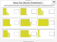 Base Ten Blocks - Representing Numbers 21 to 99 - Worksheet