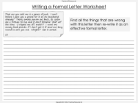 Writing a Formal Letter Worksheet