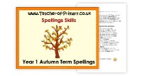 Kindergarten Autumn Term Spellings