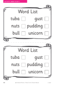 Word List activity - Worksheet 