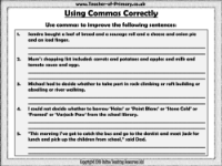 Using Commas - Worksheet