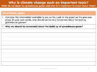 Why should we be concerned about the build up of greenhouse gases? - worksheet