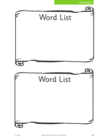 Word List Writing sheets  