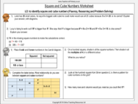 Square and Cube Numbers - Worksheet