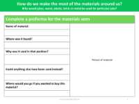 Material fact file - Worksheet