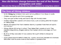 The lives of Viking children - Info pack