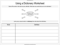 Using a Dictionary Worksheet