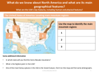 Locate on a map - Mountain regions of the USA