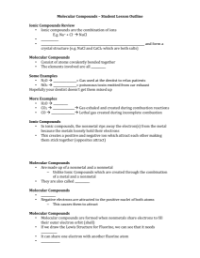 Molecular Compounds - Student Lesson Outline