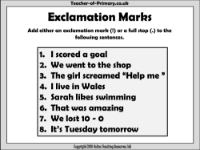 Exclamation Marks - Worksheet