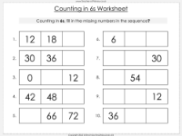 Counting in 6s to 72 - Worksheet