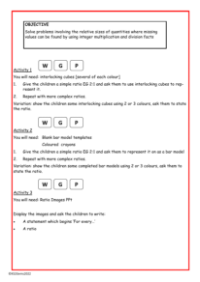 Ratio using relative quantity sizes worksheet