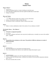 Matter - Student Lesson Outline