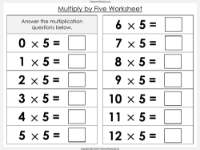 Multiply by Five - Worksheet