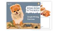 4. ‘Pom Pom At The Beach’ A Fun Writing And Drawing Activity (4 years +)