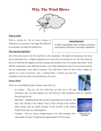 Why The Wind Blows - Reading with Comprehension Questions