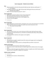 Ionic Compounds - Student Lesson Outline