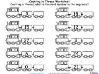 Counting in Multiples of Three Train - Worksheet