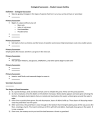 Ecological Succession - Student Lesson Outline