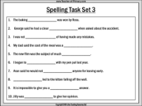 Spellings - Set 3 Worksheet