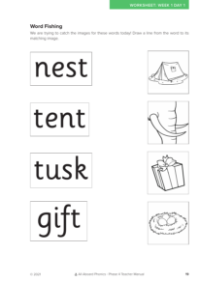 lesson 1Word Fishing matching activity - Worksheet 