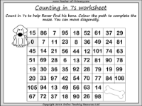 Counting in 7s - Worksheet