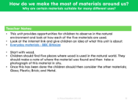 Why are certain materials suitable for many different uses? - Teacher notes