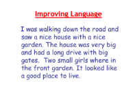 Descriptive Writing - Lesson 5 - Improving Language Worksheet