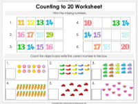 Counting to 20 - Worksheet